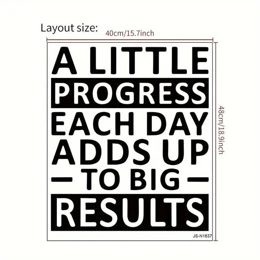 "A Little Progress Each Day" Motivational Wall Decal 15.7" x 18.9" Home & Garden:Home Décor:Decals, Stickers & Vinyl Art Style Your Walls